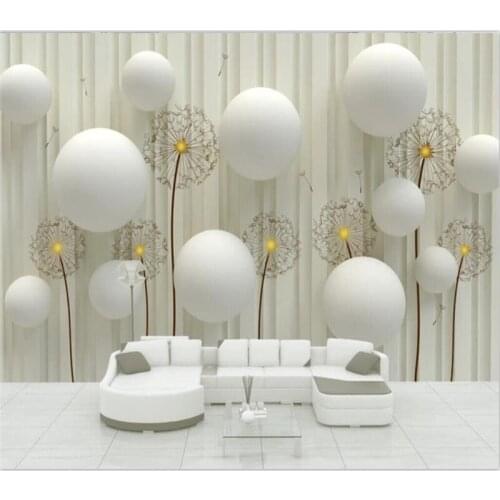 Beibehang Wallpaper custom wallpaper background wall painting three-dimensional ball dandelion living room bedroom decoration
