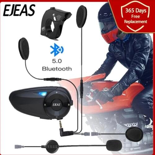 EJEAS Q7 Bluetooth 5.0 Motorcycle Intercom Helmet Headsets Upto 7 Riders Wireless Waterproof Interphone Headsets FM Radio Quick7