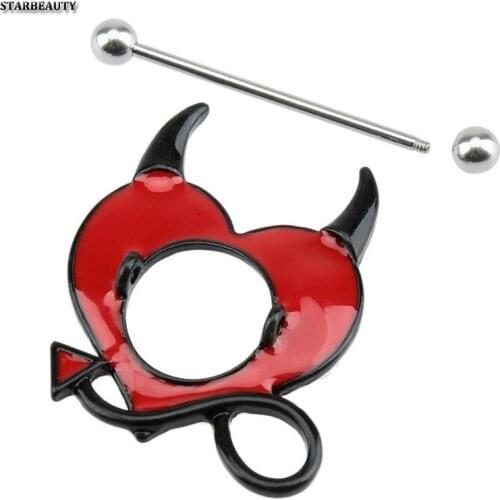 2Pcs Novel Design 16G Sexy Devil Nipple Piercing Cute Nipple Rings Black Red Oil Drop Body Piercing Jewelry Pircing