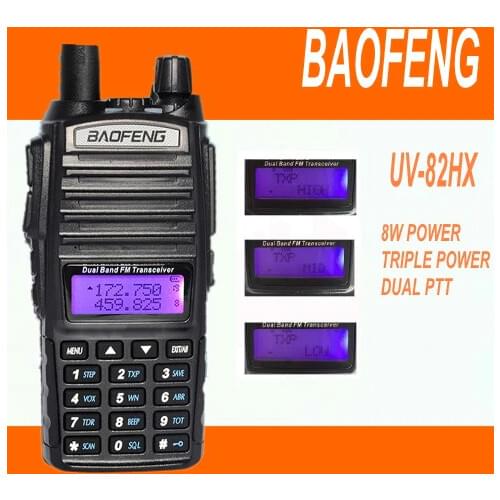 DHL Freeshipping+Two-way Radio Baofeng UV-82HX walkie talkie handy Dual Band VHF 136-174MHz & UHF 400-520MHz 8W 128 CH radio