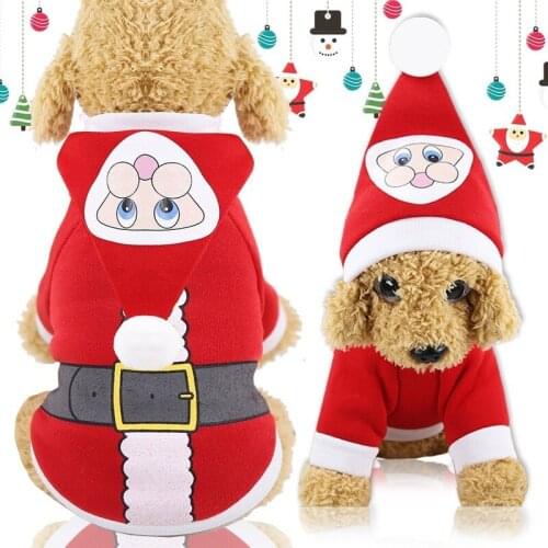 Christmas Red Dog Clothes Hoodie Santa Claus Costume Small Medium Dog Chihuahua Yorkshire Winter Warm Coat Funny Pet Clothing
