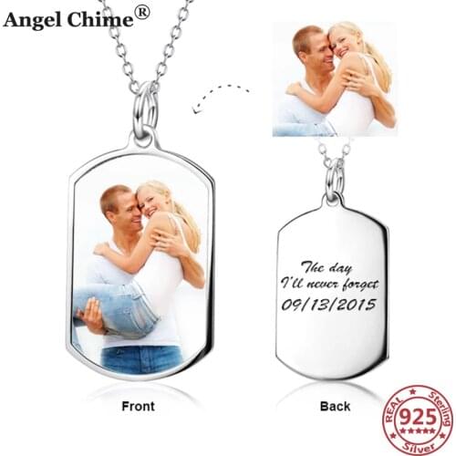 AC 925 Sterling Silver Personalized Photo Pendant Necklaces Customize Letters Memorial Jewelry Anniversary Gift Graduation Gifts