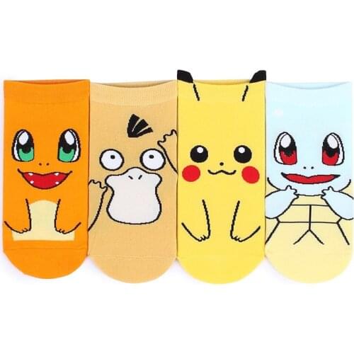 Takara Tomy Pokemon Gnuine Cartoon Kawaii Socks Pikachu Fashion Sports Socks Anime Peripheral Girls Print Ankle Couple Gifts