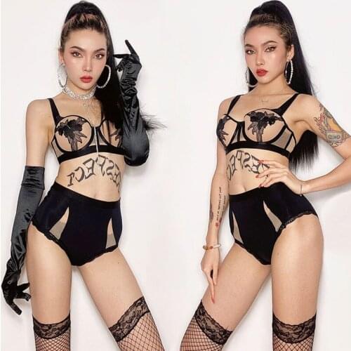 Pole Dancing Clothes For Women Adult Sexy Lace Clothing Nightclub Female Singer Gogo Dancer Stage Performance Costumes DQL5786