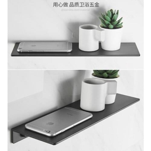 Bathroom Shelf Wall Mounted Black Rack Aulmnium Material Thick Metal Shelf for Storage 30/40/50cm Length Holder