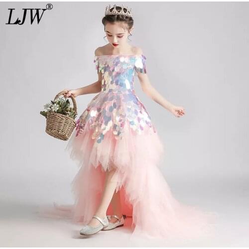 Girl Rainbow scales evening dress Christmas Birthday Party Dress Flower Wedding Gown Formal Kids Dresses For Girls Teen Clothes
