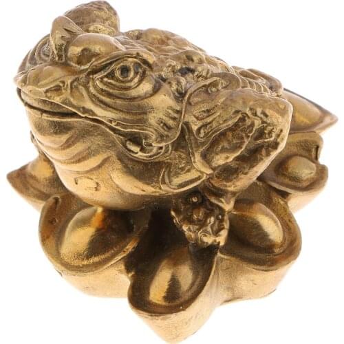 Vintage Copper Feng Shui Money Fortune Wealth Frog Money Toad Collectible Statue Crafts