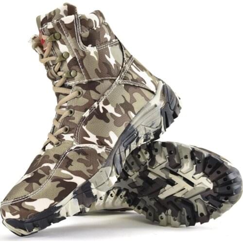 Military Army Men Boots Winter Lace Up Waterproof Outdoor Shoes Breathable Canvas Camouflage Tactical Combat Desert Ankle Boots