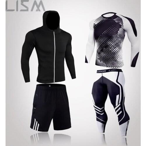 High-Quality Compression Mens Sportswear Quick-Drying Running Suits Sports Jogging Training Gym Fitness Base Warming Suit