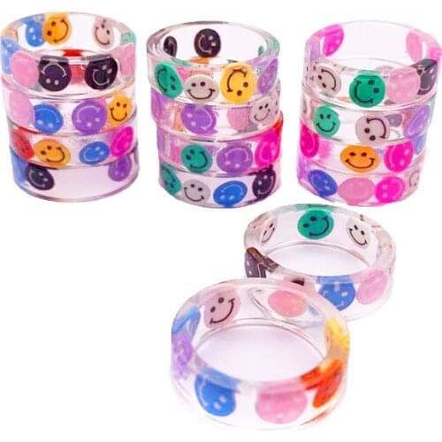 2021 rings for women Trend New Fashion Resin Ring Female Knuckle Jewelry smiley ring Face Rings Gifts for women