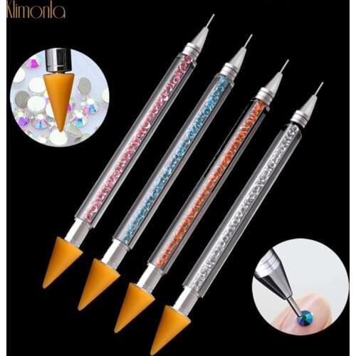 1pcs Dual-ended Crayon Wax Nail Drill Pen Rhinestone Studs Picker Crystal Handle Nail Dotting Pen DIY Salon Nail Art Tips