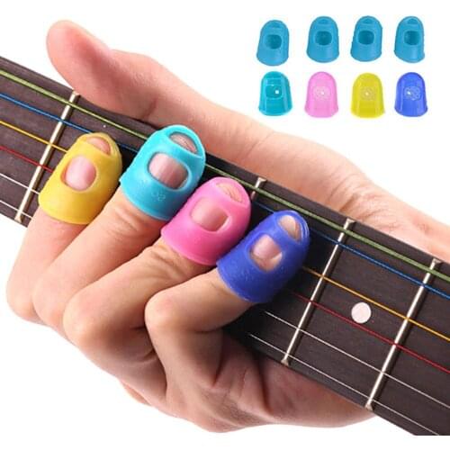 10/20 Set Guitar Ukulele Bass Fingertip Silicone Finger Guard Protectors Blue/Multi-colored