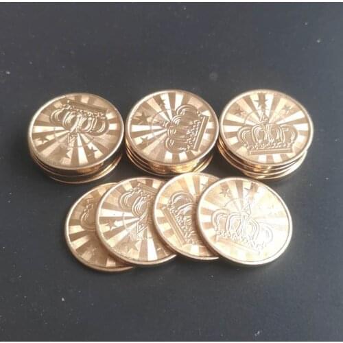 10pcs 25*1.85mm Game Token Brass Arcade Game Coin Pentagram Crown Tokens