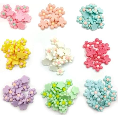 10pcs New DIY Little Cute Resin Flower Pearls Rose Flat Back Pearls Bead Loose Beads Gem Wedding Buttons Craft Scrapbook