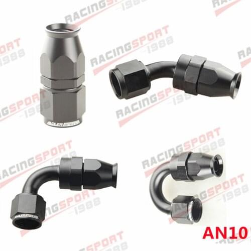 10AN AN10 0/45/90/180 Degree P-TFE T-eflon Swivel Hose End Fitting Adapter Black