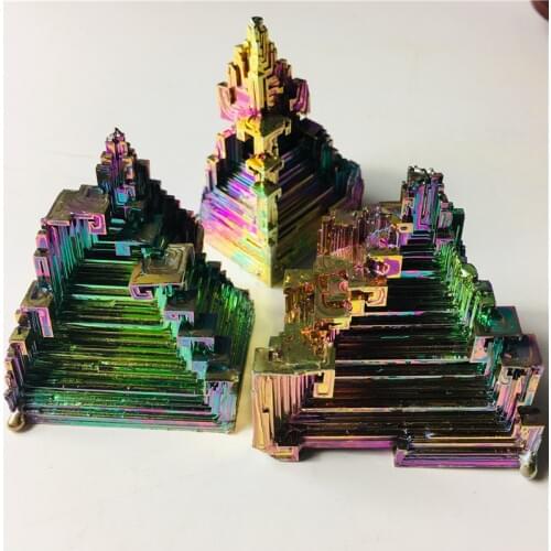 120g natural pyramid form colored gold-plated stone natural crystal mineral specimen reiqi healing Drop shipping