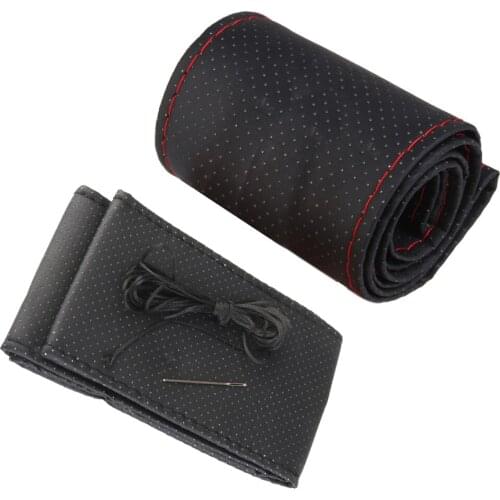 2PCS Car Auto Steering Wheel Cover Protector With Needles And Thread Black