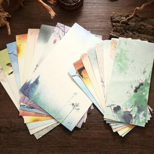 4 letter paper+2 envelopes Set Chinese Style Letter Paper Vintage Envelope For Greeting Card Postcard Stationery Travel Gift