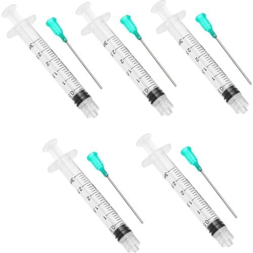 5pcs/set Syringes Needles 3ml Dispensing Syringe + 18 ga 1.5 inch Blunt Tip Needle For Mixing Liquid Wholesale