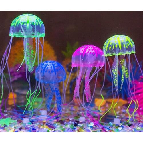 Jellyfish Water Tank Aquarium Decoration Artificial Glowing Effect Jellyfish Ornament Fish Tank Decor Colorful Home Decoration