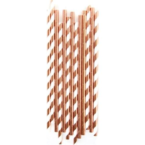 Free DHL Shipping Rose Gold Plain Paper Straws Rose Gold StripePaper Straws Drinking Straws Rose Gold Paper Straws 11000pcs