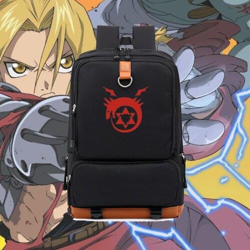 Fullmetal Alchemist backpack anime cartoon fans school backpack student backpacks high capacity high quality nylon black bag