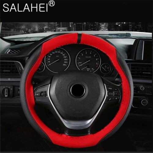 Microfiber Leather Color Matching Sport Hand-sewn Steering Wheel Cover Skidproof Universal Car-styling Protector Accessories