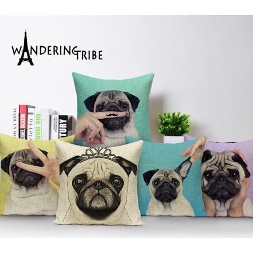 Animal print cushion throw pillows decorative High Quality cover cushion custom cute pug pillowcase home cushion cover