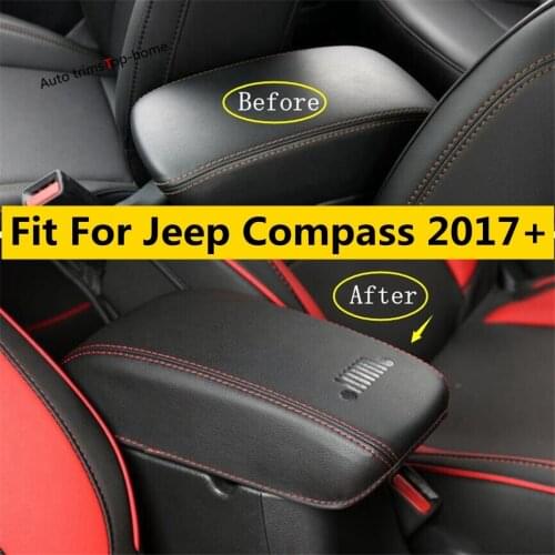 Yimaautotrims Central Armrest Storage Box Protection Pad Cover Trim Fit For Jeep Compass 2017 2018 2019 2020 Interior Mouldings