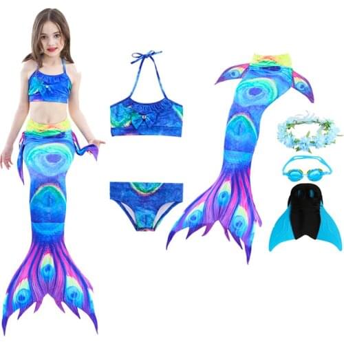 Childrens Mermaid Tail For Swimming Girls Swimsuit The Little Mermaid Bikini Bathing Suit Party Kids monofin Cosplay Costumes