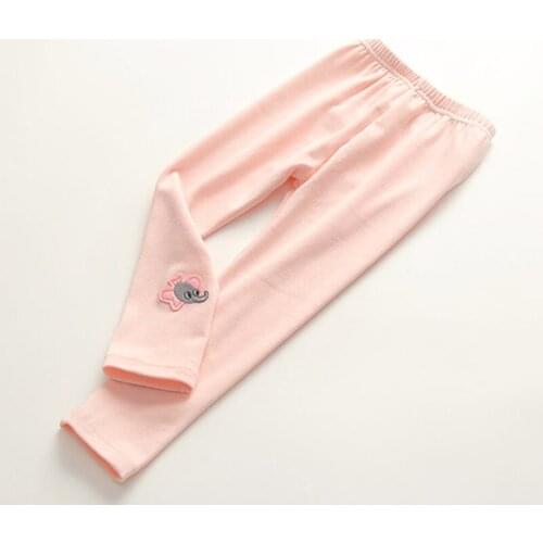 Baby Girls Skinny Long Pants Cute Elephant Elastic Trousers All-matches Leggings Spring Autumn Cotton Kids Clothing 2-10 Years
