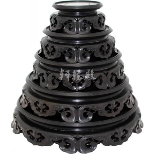 Ebony wood crafts ornaments wholesale jade carvings teapot vase bonsai odd statues circular base