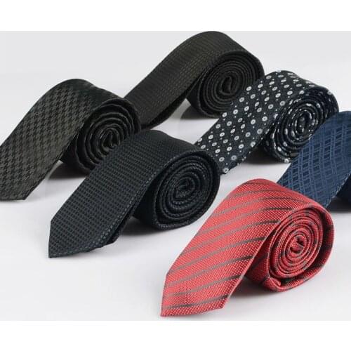 New Men Slim Ties Neckties Classic Polyester woven party Necktie Fashion Plaid Man Tie for wedding LD065