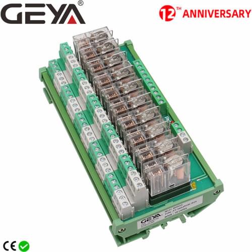 GEYA 2NG2R DPDT Relay 10 Channel Omron Relay Module 2NO 2NC Plug in Relay 12V 24V