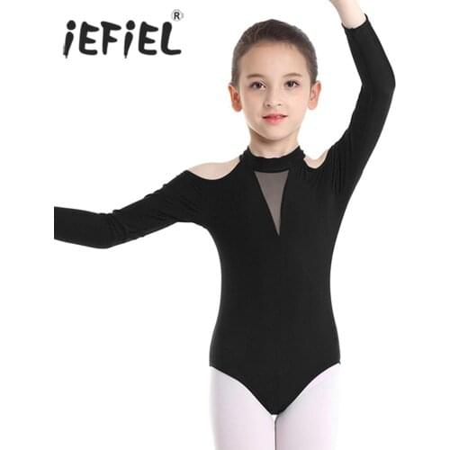 IEFiEL Tutu Girls Ballet Dancewear Off-shoulder Cutout Back Ballerina Gymnastics Leotard Kids Turnpakje Lyrical Dance Costumes