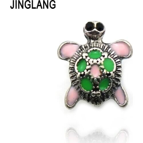 JINGLANG Fashion Color Turtles alloy vintage snap button For bracelet metal snap buttons jewelry Free shipping