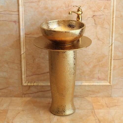 Jingdezhen ceramic column basin washbasin column washbasin art balcony bathroom floor-to-ceiling column basin one