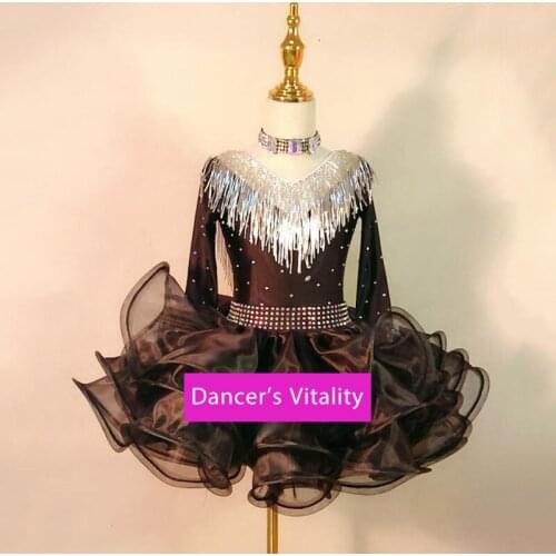 Latin Dance Competition Costumes Full Of Diamonds Childrens Temperament Dress Performance Clothes Adult Female New