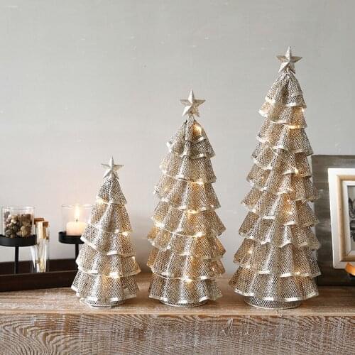 Creative Christmas LED Decorations Iron Crafts Christmas Tree LED Ornaments Christmas Gift Ornament Home Store Decoration Craft