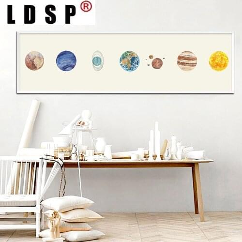 LDSP Earth Milky Way Space Cartoon Long Banner Canvas Painting Wall Art Painting Print Poster Picture Living Room Home Decor