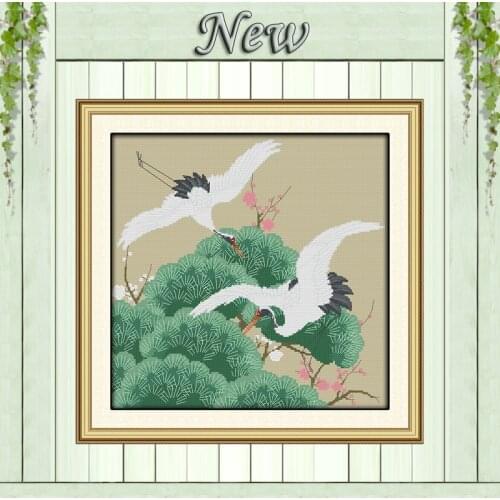 White crane spreads wings animals painting counted printed on fabric DMC 11CT 14CT kits Cross Stitch embroidery needlework Sets