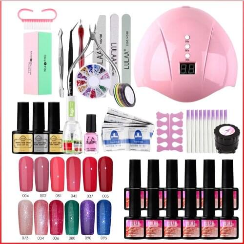 Gel 33pcs Nail Polish Nail Polish Set UV LED Lamp Dryer Kit Suction Nail Tool Set Electric Nail Drill Nail Tool