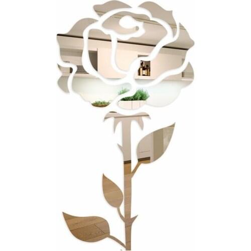 100CM Creative Sweet rose flower creative mirror sticker , Modern Design Removable DIY Acrylic 3d Mirror Wall Decal Sticker