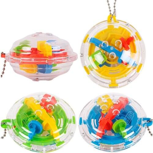 New Plastic Mini 3D Magic Rolling Ball Maze Cube Kids Adult IQ Training Portable Key Chain Educational Toys Christmas Gifts