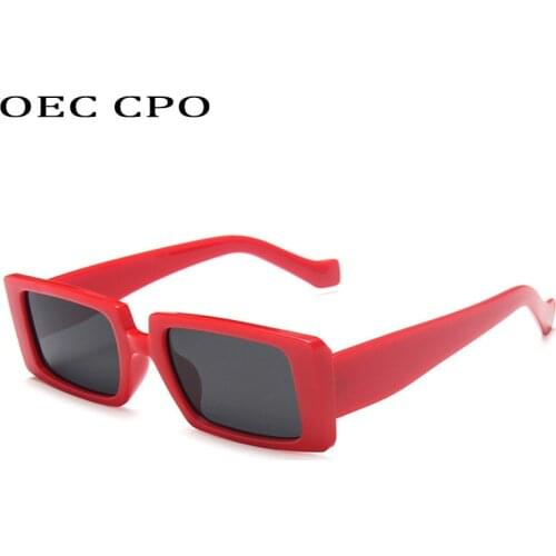 OEC CPO Vintage Red Square Small Sunglasses Women Fashion Colorful Sun Glasses Men Eyewear Female Retro Shades UV400 O639