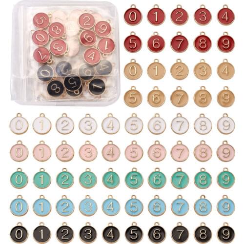 1Box Alloy Enamel Connector Flat Round with 26Letter & Twelve Constellations with Crystal Rhinestone For Jewelry Making