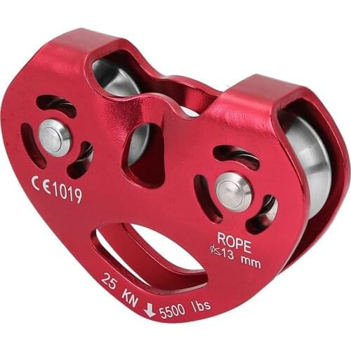25KN Durable Aluminium Alloy Heavy Duty Single Swivel Rope Pulley Block Climbing Rock Climbing Crosses The Zipline Steel Cable