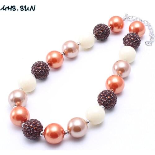 MHS.SUN Charm Design Chunky Beads Necklace For Child/Kids/Girls Beaded Bubblegum Necklace For Party Gift Chunky Jewelry 1Pcs