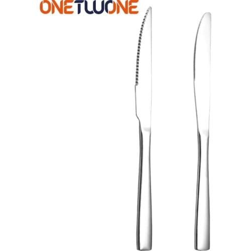 HQ Stainless Steel Steak Knives Cutlery Western Style Table Dinnerware Set Serrated Blade Tableware Dinner Knife