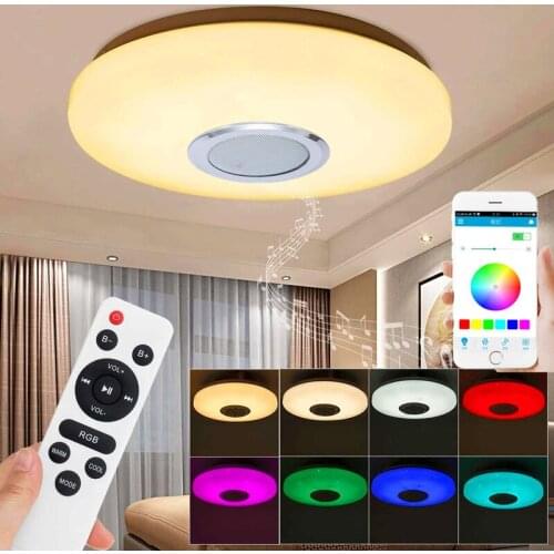 Led RGB Dimmable Music Ceiling Lamp Remote App BT Control Bedroom Speaker Lightingfixture Ceiling Lights For Living Room